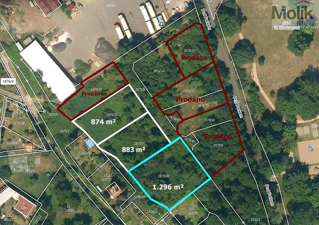 Prodej stavebního pozemku 1296 m²